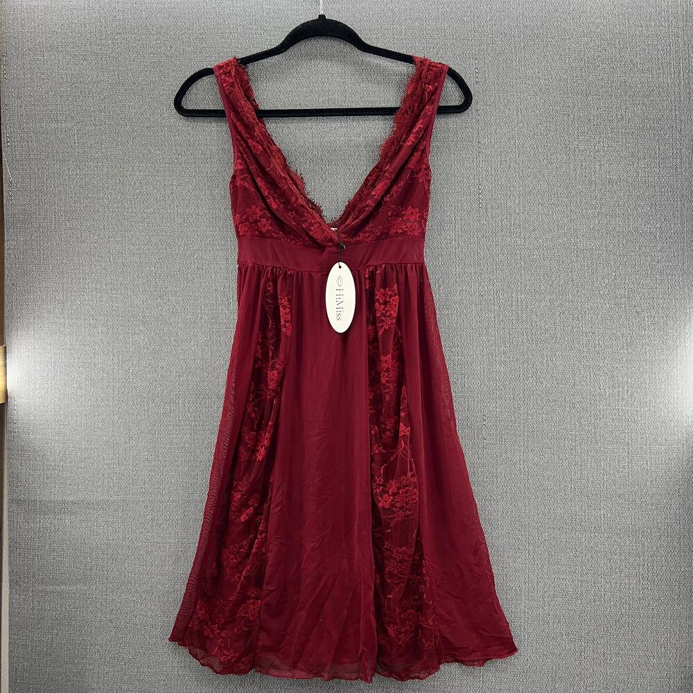 HiMiss Women's Sheer Lace Burgundy Lingerie Lightweight Soft Scratch‎ Size Small